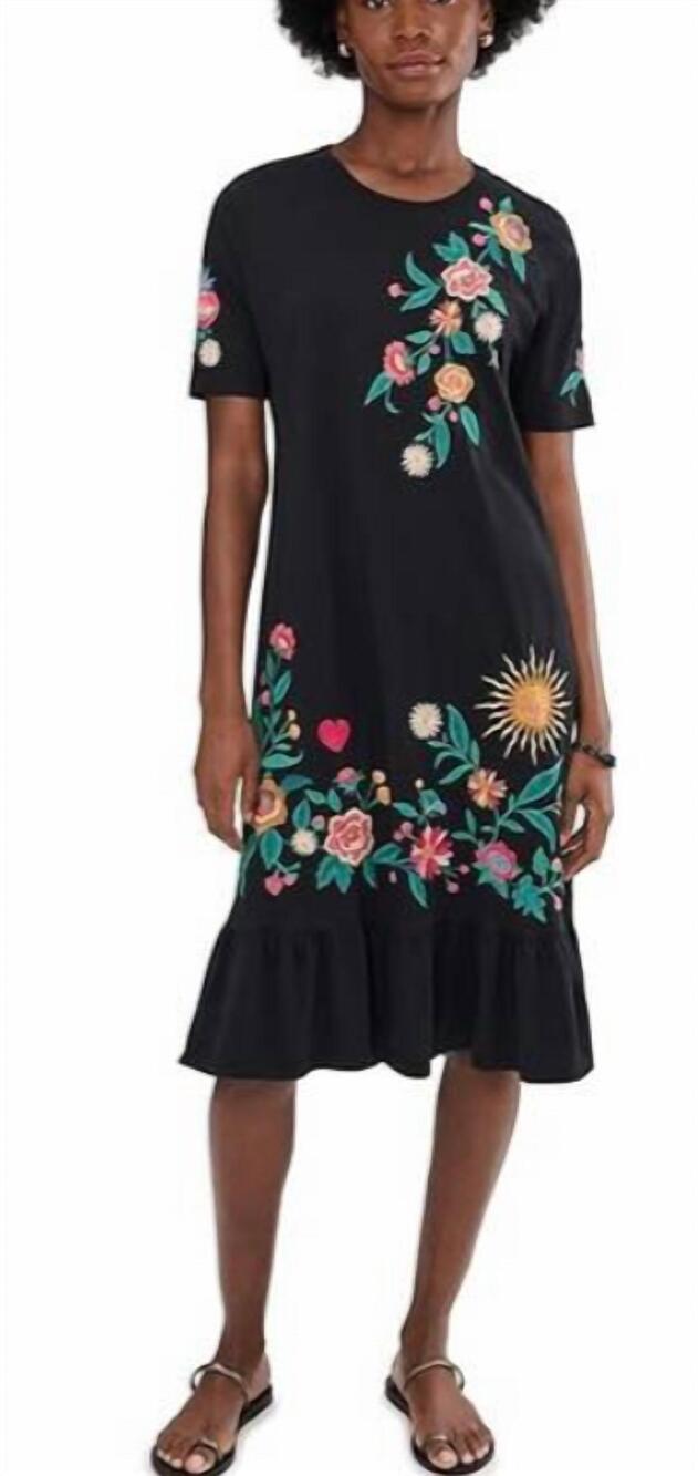 NEW JOHNNY WAS ruffle hem knit midi dress in black